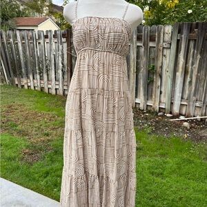 Blu Pepper Beige Patterned Maxi Dress